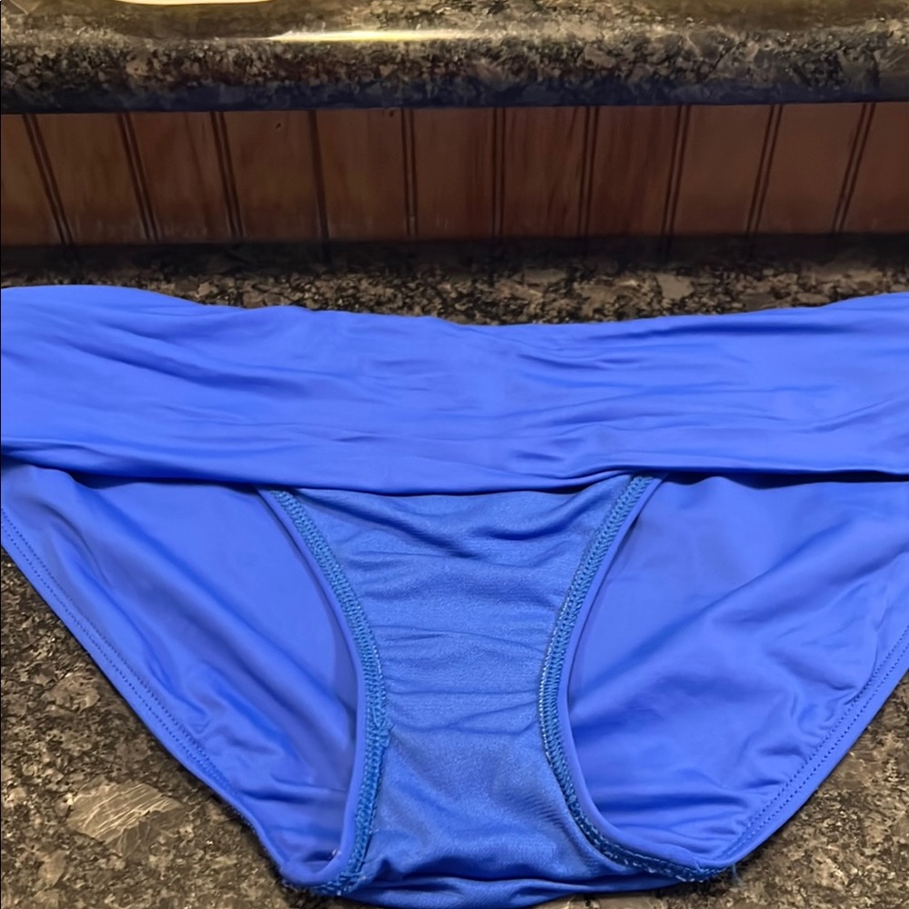 Lauren Ralph Lauren Blue Bikini Swim Bottom with Ruching